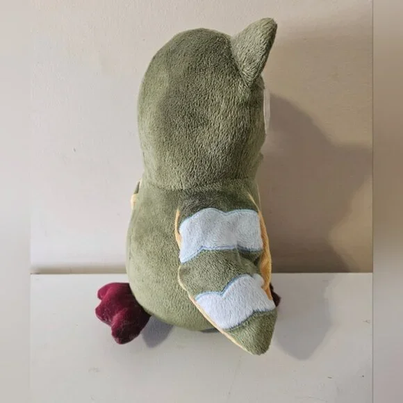 Lambs Ivy Enchanted Forest Owl Plush Toy 14  Soft Stuffed Green Yellow Burgundy - Picture 7 of 8